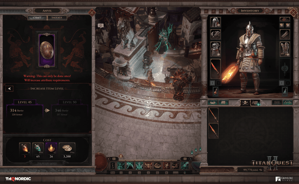 Titan Quest 2'de eşyaların seviyelerinin yüksetlme örneği